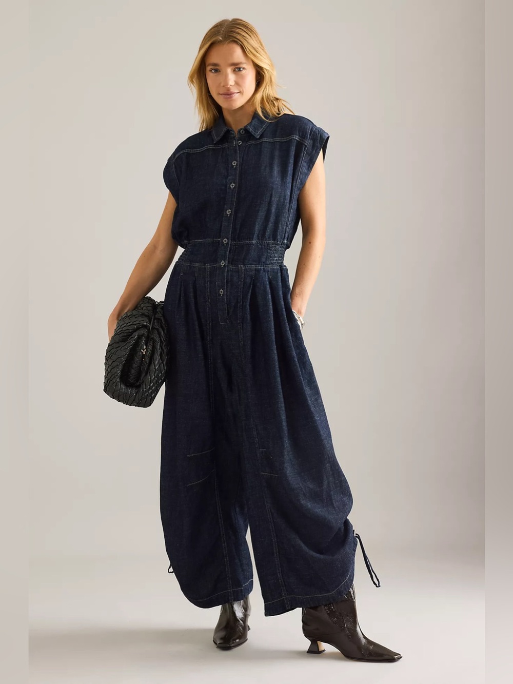 By Anthropologie Denim Balloon Jumpsuit Size L